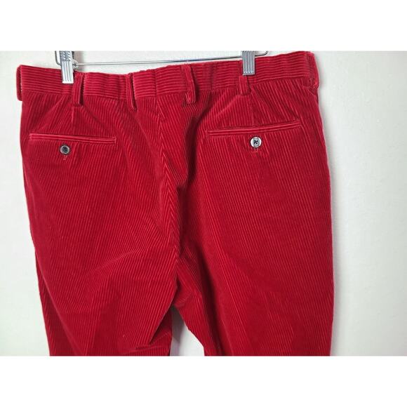VINTAGE 90S POLO RALPH LAUREN CORDS CORDUROY FLAT FRONT RED TROUSERS 36 - Picture 11 of 13